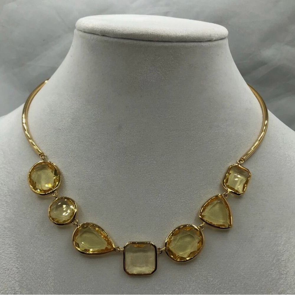 KATE SPADE VEGAS Jewels Facets Collar Necklace Gold Crystal Clear